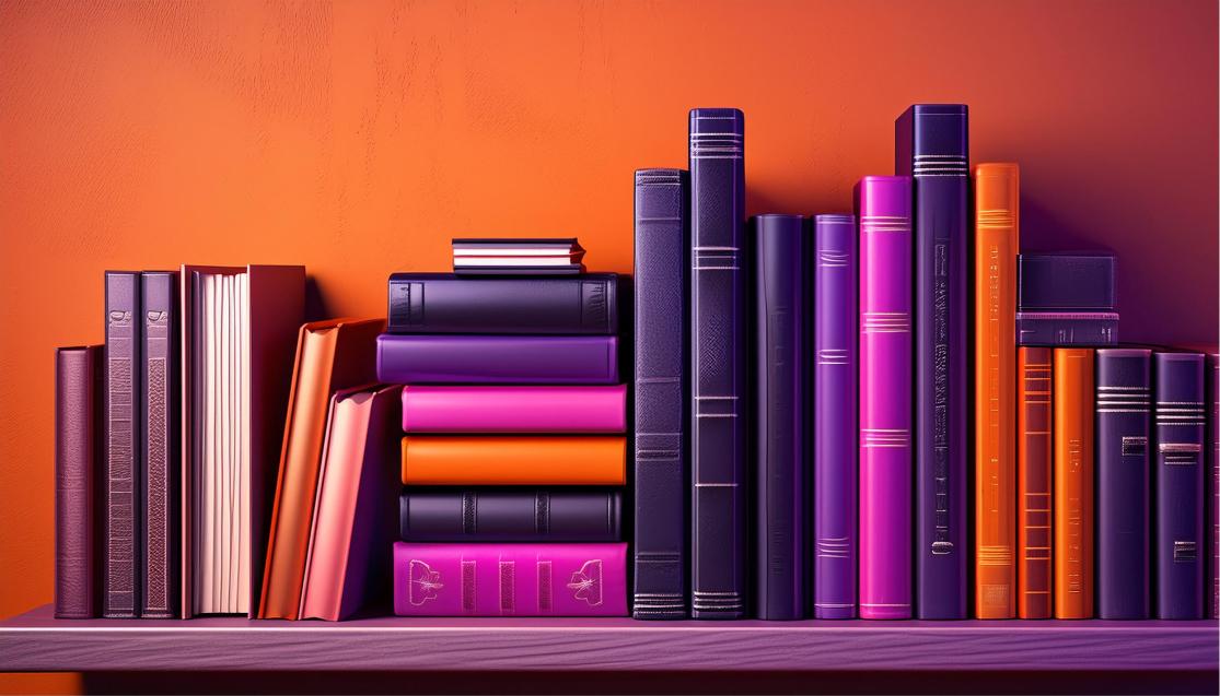 An AI-generated illustration of a bookshelf filled with hardback books.