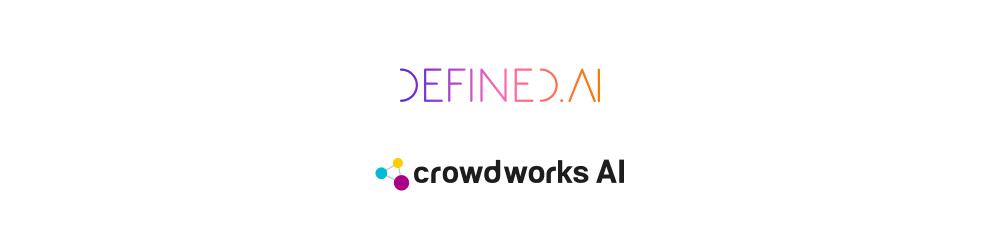 Define.ai and Crowdworks AI logos.