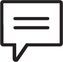 A black and white icon of a speech bubble.