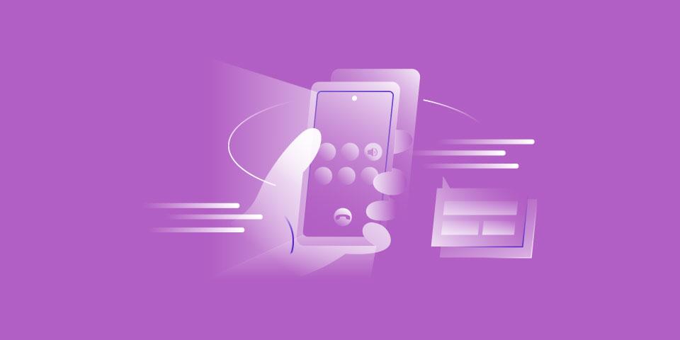 An AI-generated illustration of a hand holding a smartphone making a phone call.